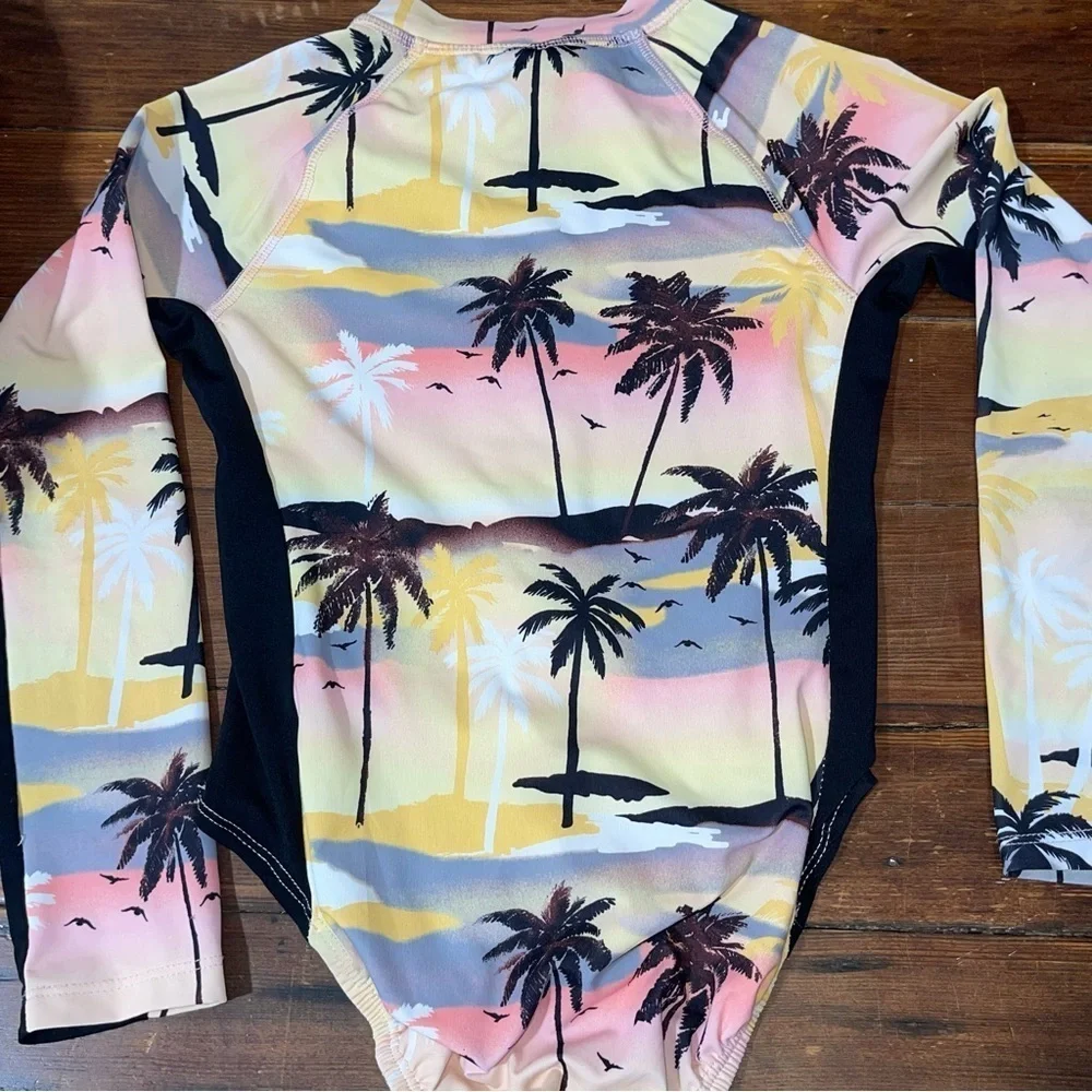 Wonder Nation Pink and Yellow Rashguard Swim Set